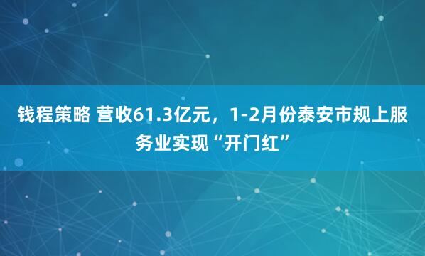 钱程策略 营收61.3亿元，1-2月份泰安市规上服务业实现“开门红”